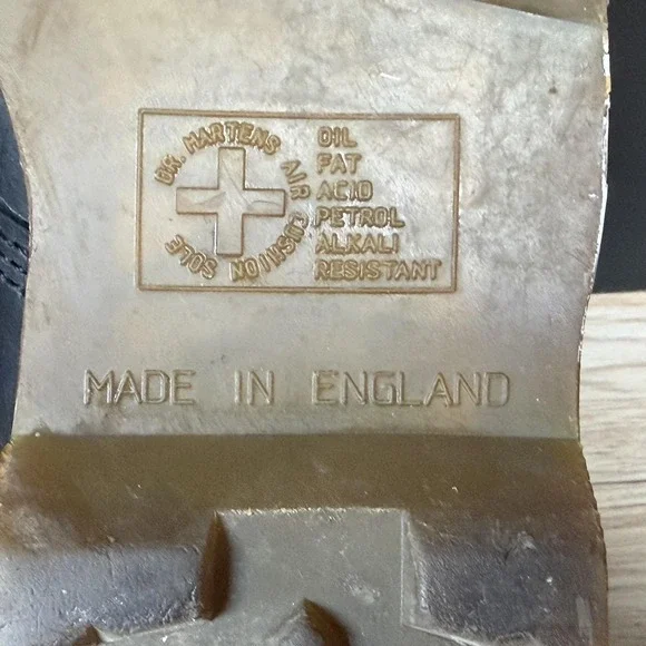 Vintage Dr Martens Shoes Mens 10 Black Leather Derby 8053 Made In England - Picture 10 of 12